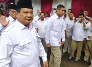Ketua Umum Partai Gerindra Prabowo Subianto di perayaan hari ulang tahun ke-12 Partai Gerindra di DPP Gerindra, Ragunan, Pasar Minggu, Jakarta Selatan, Kamis (6/2/2020). (Suara.com/Tyo)