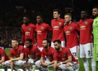 Pemain Manchester United berpose jelang laga leg kedua babak 32 besar Liga Europa kontra Club Brugge di Old Trafford, Jumat (28/2/2020). [AFP]