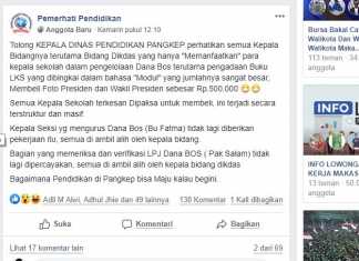 postingan netizen di Pangkep soroti Disdik Pangkep.