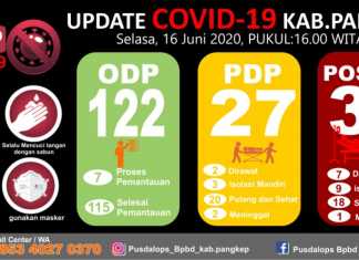 Data Covid-19 Kabupaten Pangkep Sulawesi Selatan, Selasa 16 Juni 2020. (Pusdalops BPBD Kabupaten Pangkep).