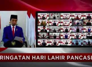 Upacara yang berlangsung secara virtual itu dipimpin langsung oleh Presiden Joko Widodo sebagai inspektur upacara.