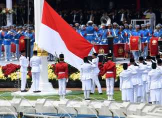 Suasana Upacara Peringatan Detik-Detik Proklamasi Kemerdekaan Indonesia ke-74 Tahun 2019 di Istana Merdeka, Jakarta, Sabtu (17/8). [ANTARA FOTO/Akbar Nugroho Gumay]