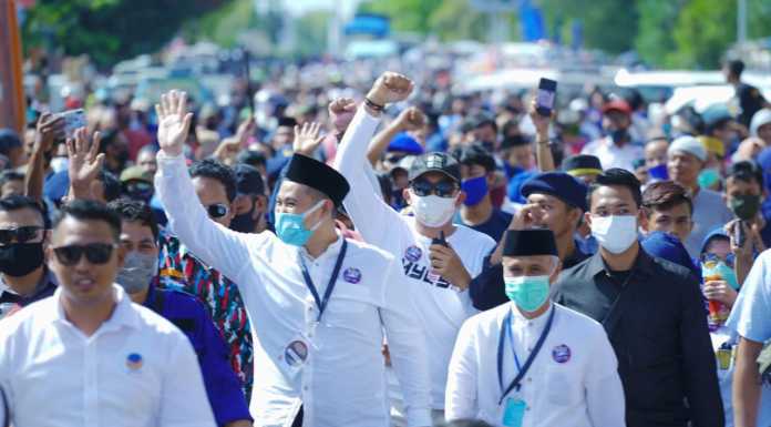 MYL-SS : Dengan Solidnya Kader Nasdem Optimis Menangkan Pilkada di Pangkep Bakal Calon Bupati dan Wakil Bupati Muhammad Yusran Lalogau - Syahban Sammana (MYL-SS) mendaftarkan diri ke KPU Pangkep Jumat, 4 September 2020. (Ist).