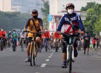 Suasana Kawasan Khusus Pesepeda di Jalan Gadjah Mada, Jakarta Pusat. [Dok. Sudin Kominfotik Jakpus]