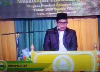 Sulkipli kalifah Kabupaten Pangkep cabang tilawah golongan dewasa mewakili Provinsi Sulawesi Selatan ke tingkat nasional.(Badauni AP/Pangkep.terkini.id).