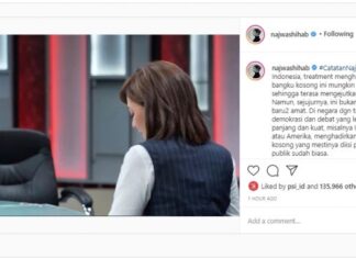 Unggahan Najwa Shihab menjealskan format wawancara kursi kosong. (Instagram/najwashihab)