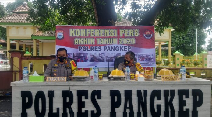 Kapolres Pangkep AKBP Endon Nurcahyo (kanan) bersama Wakapolres Pangkep  Kompol Mustafa Sani. (Ist).