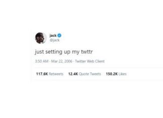 Tweet pertama Twitter dari Jack Dorsey pada 2006 silam. [Twitter]