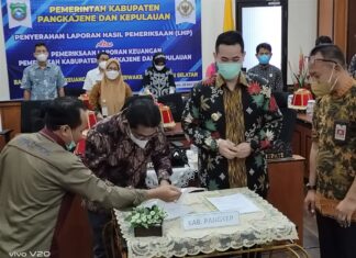 Pemerintah Kabupaten Pangkep meraih lagi Presidikat Wajar Tanpa Pengecualian (WTP) dari Badan Pemeriksaan Keuangan (BPK). (Ist).