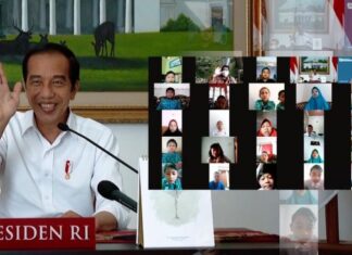 Presiden Joko Widodo di acara Hari Anak Nasional 2021 secara virtual.(Kemenpora).
