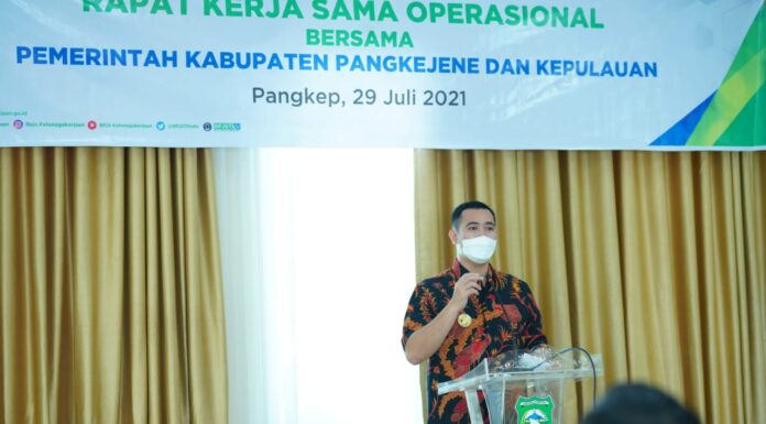 3100 Tenaga Harian Lepas Pemda Pangkep Ikut Kepesertaan BPJS Ketenagakerjaan Bupati Pangkep Muhammad Yusran Lalogau.(Pangkep.terkini.id).