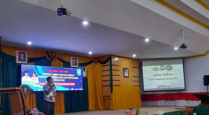 Polres Pangkep mengikutikan terobosan Surat Keterangan Catatan Kepolisian (SKCK) pada lomba inovasi daerah Pemerintah daerah Kabupaten Pangkep yang dilaksanakan Badan Penelitian dan Pengembangan Daerah (Balitbangda).(Ist).